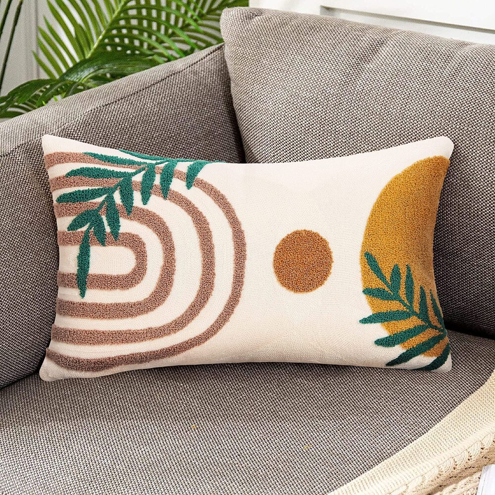 5884 Boho Throw Pillows 12x20 Inches,Soft Mid Century Modern Pillowcase